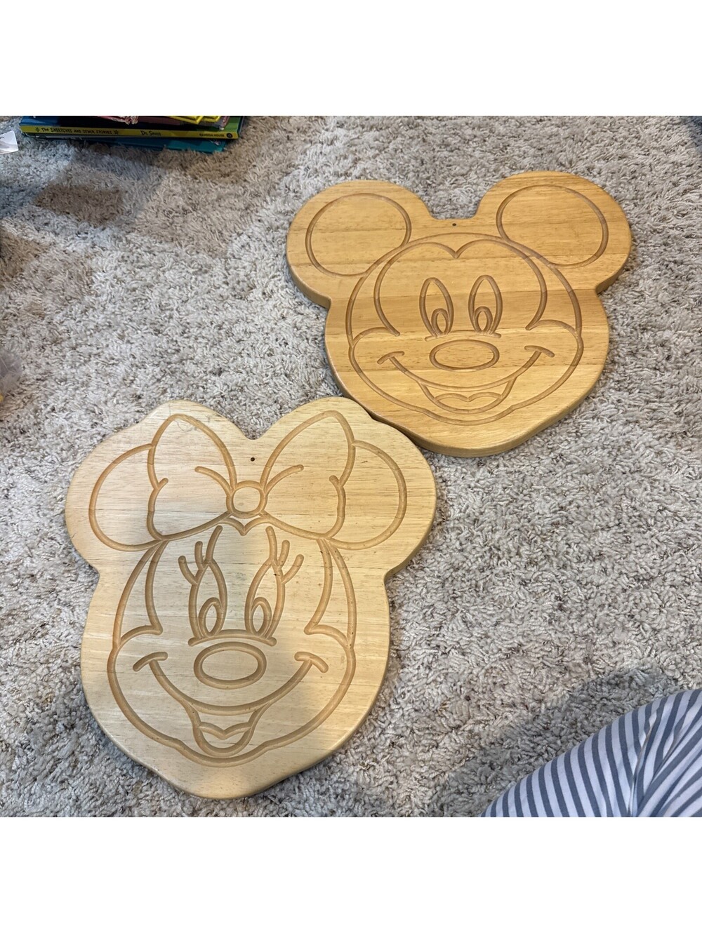 Vintage Disney Mickey and Minnie Mouse Wooden Cutting Boards 90s